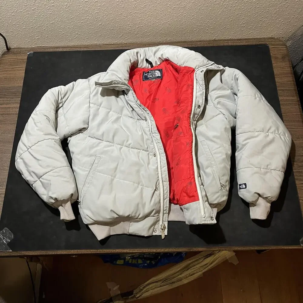 Vintage The North Face Jacket Nuptse 1970s Quilted Puffer Bomber Made in USA 60s